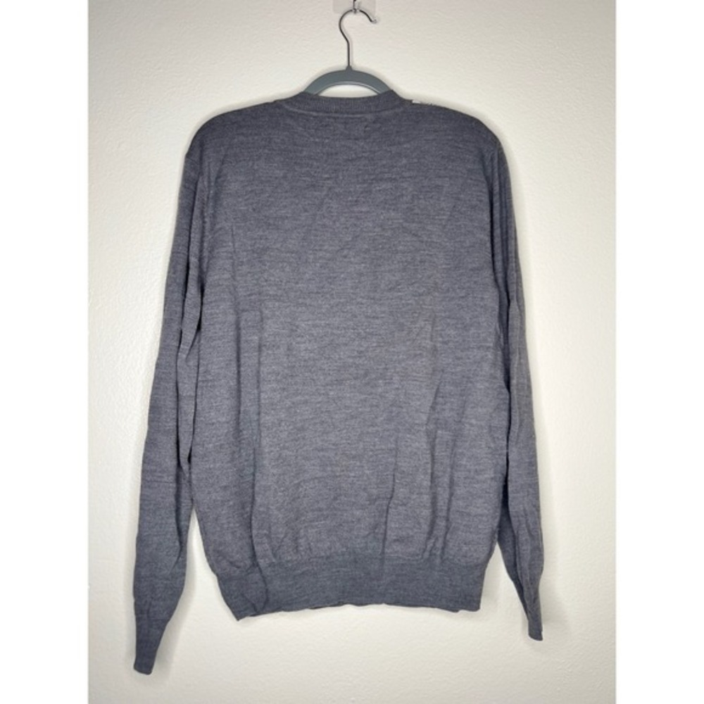 Garret Scott Mens V Neck Argyle‎ Sweater Extra Fine Merino Wool Modern Fit Large - Picture 6 of 7